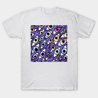 Trippy Rainbow Swirl Eyes Purple T-Shirt